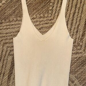 Cream Ribbed Women's Sweater Tank